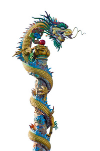 龙雕像上华人庙宇的支柱图片