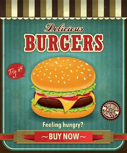 老式的汉堡海报设计图片