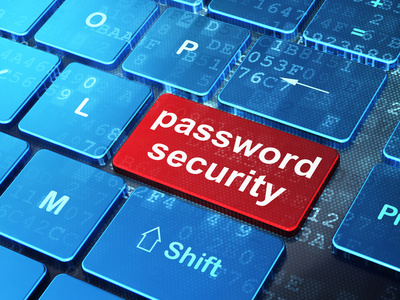 保护的概念 计算机键盘背景上的密码安全