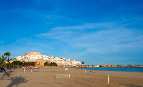 peniscola 城堡和海滩在西班牙卡斯特利翁