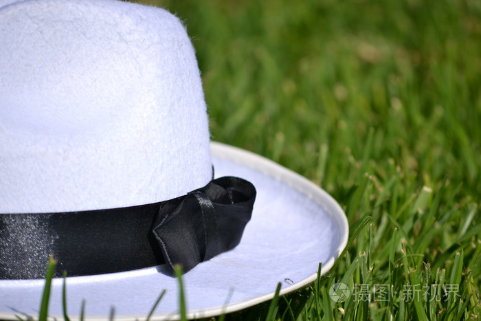在草地上的白帽子