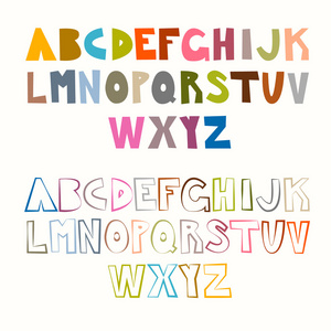 向量集滑稽的字母表。多彩和概述