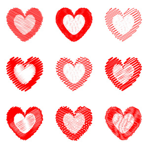 一套设计绘制心脏图标为情人节那天和的婚礼