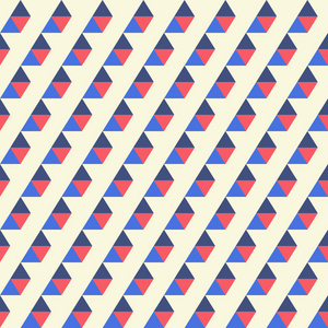 在明亮的背景上的蓝色 红色三角形的无缝模式