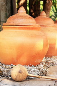 陶罐水和椰子壳