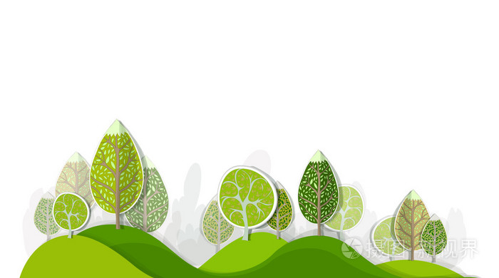 抽象的森林背景由纸制贴纸