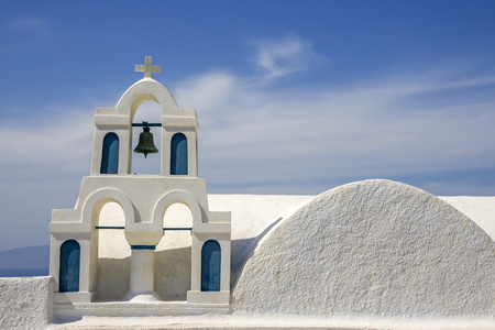 在圣托里尼岛希腊的圆顶教堂