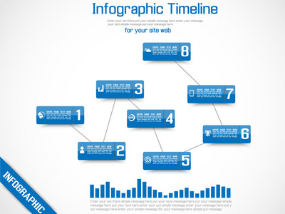 Infografa timeline grfico azul