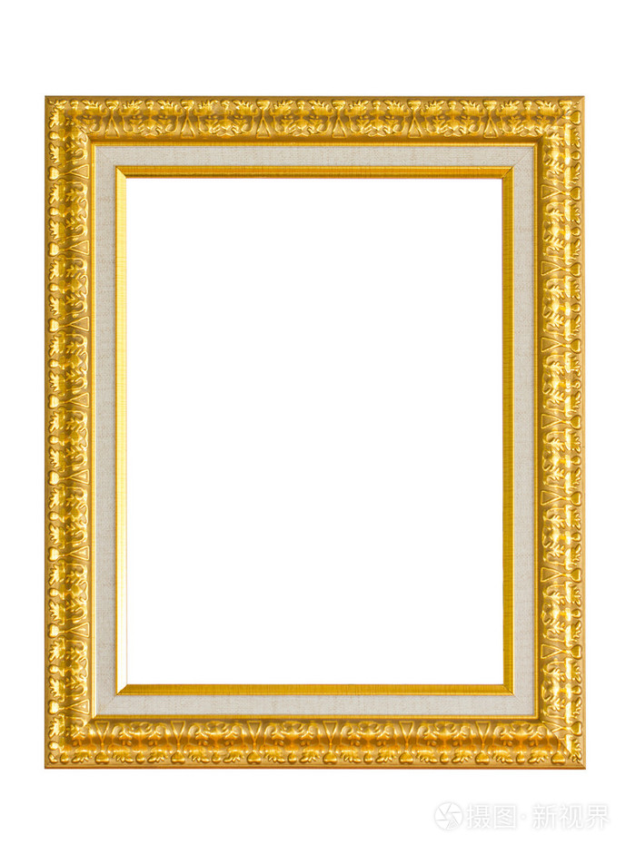 金色相框白色上孤立
