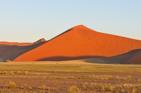 sossusvlei，纳米比亚附近的草地 羚羊和沙丘景观