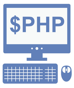 个人电脑与美元 php 碑文的矢量图标