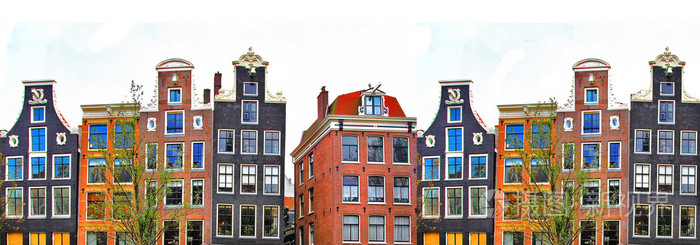阿姆斯特丹。传统民居边框