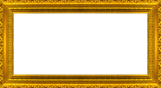 油画画框具有白色背景剪切路径包括非常大的大小大的金色画框照片