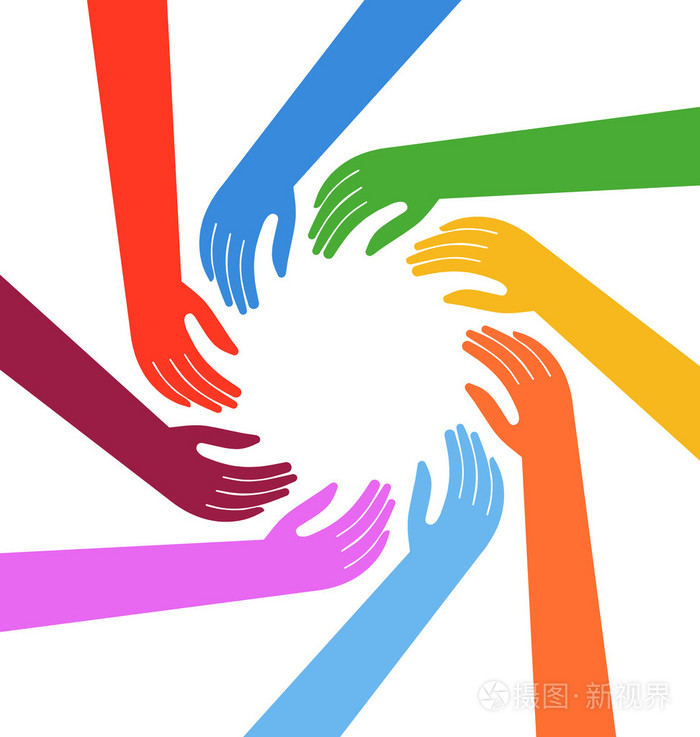 矢量多种族的人类的手绕圈插画-正版商用图片1eny3m-摄图新视界