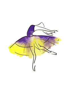 矢量手绘图芭蕾舞女演员图
