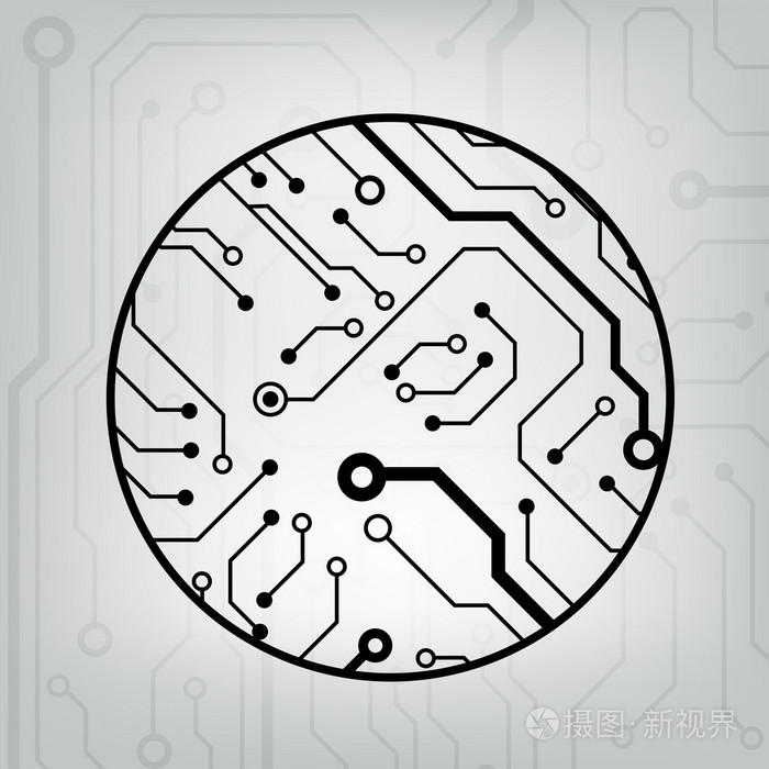 eps10 矢量黑色和灰色电路圈球背景插画-正版商用图片1eopu5-摄图新