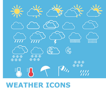 集合的移动式天气图标矢量