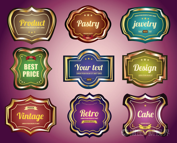 插画 葡萄酒标签和贴纸,以礼品套.no.01.eps