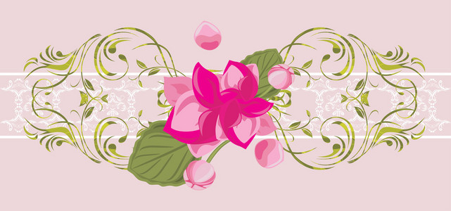 装饰性边框与开花粉红色花