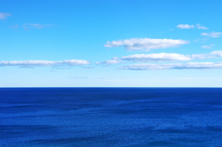 蓝色的大海与海浪和蓝蓝的天空