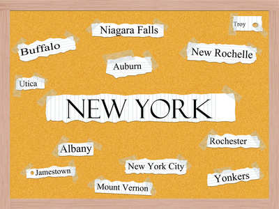 纽约国家软木砖词概念