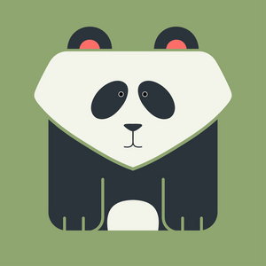 方形猫可爱的大熊猫的平面正方形图标照片