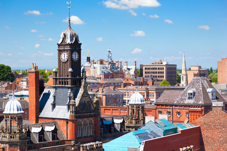 城市景观的纽约,在英国约克郡北部的一个城镇照片