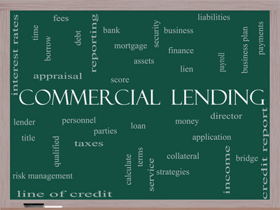 商业贷款一词云概念在黑板上图片