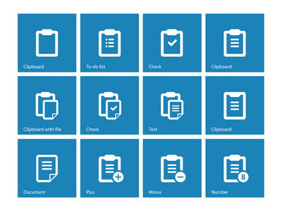 在蓝色背景上的剪贴板图标