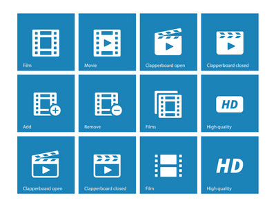 在蓝色背景上的视频图标
