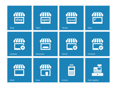 在蓝色背景上的商店图标