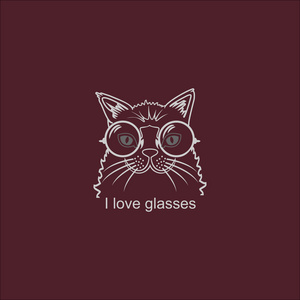 矢量肖像猫在大眼镜