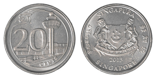 新加坡 20 美分硬币照片