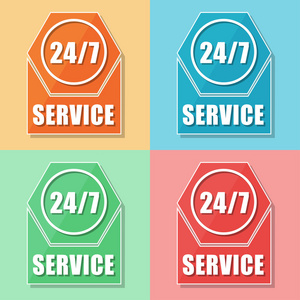 24 7 服务四色 web 图标