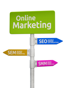 在线营销路标指向 seo sem 和 smm