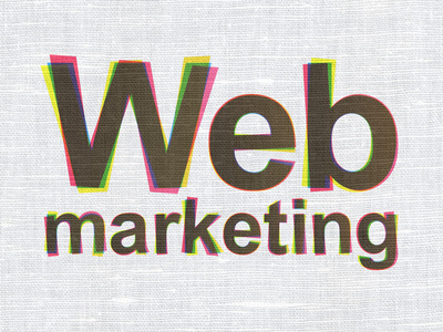 web 设计概念 网络营销对织物纹理背景