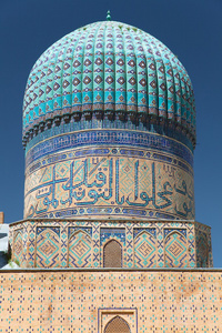 查看从毕比汗清真寺registan撒马尔罕乌兹别克斯坦