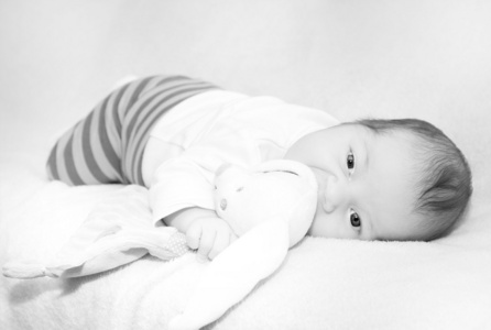 黑色和白色的小宝宝的照片