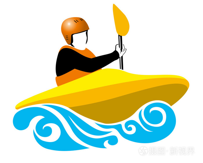 皮划艇运动员在黄色的小船插画-正版商用图片1erk0x-摄图新视界