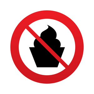没有松饼食品标志图标。甜蜜的蛋糕象征