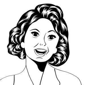 一个笑的女人的波普艺术插图