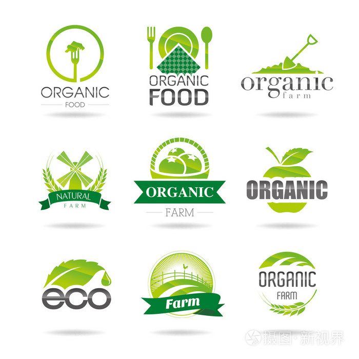 生态, 有机, 农场图标集.生态图标