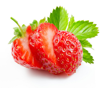 片草莓孤立在白色背景