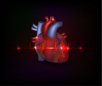 漂亮的心脏病心设计和正常心电图