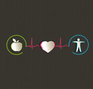 健康生活符号连接与心脏的正常窦性心律