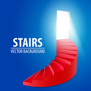 红色螺旋圆楼梯梯放在蓝色背景