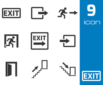 矢量黑色退出图标集