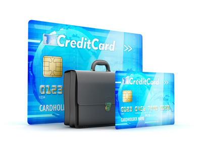 商务公文包和信用卡作为商业符号