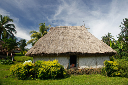 传统民居的 navala 村庄，斐济，斐济
