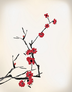 绘画梅花图片-绘画梅花素材-绘画梅花插画-摄图新视界